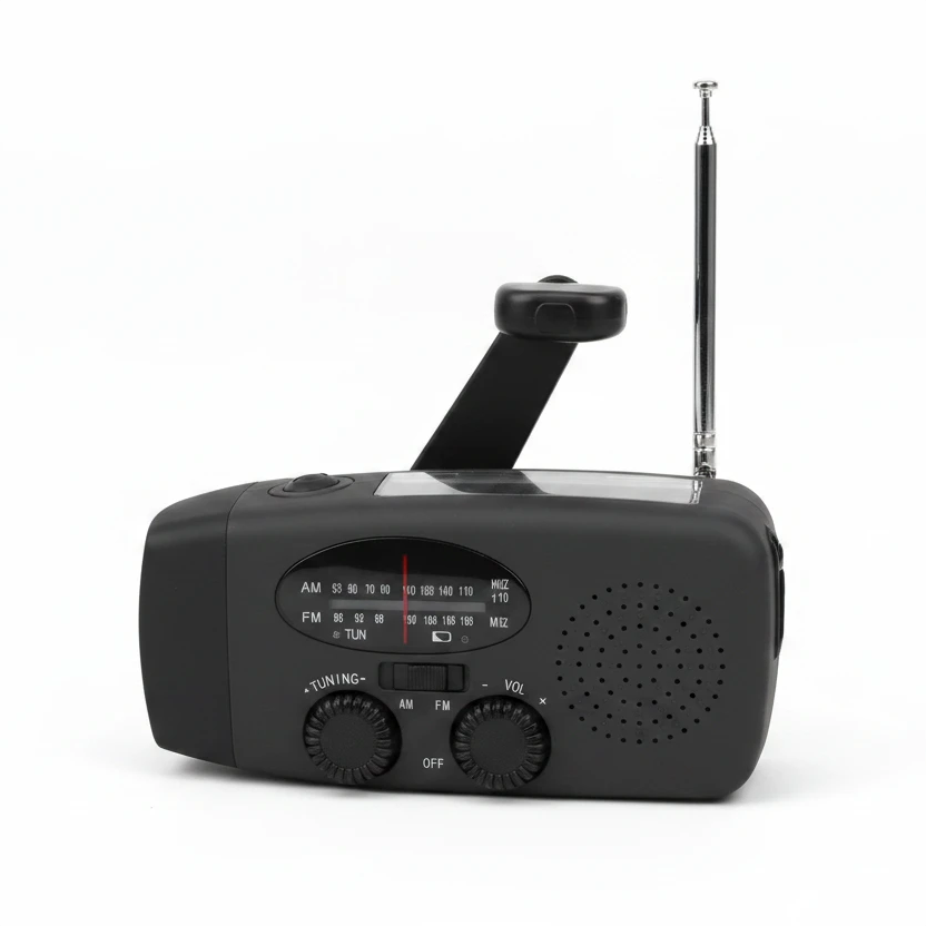 Solar and Wind-Up Radio with Torch and USB Charger
