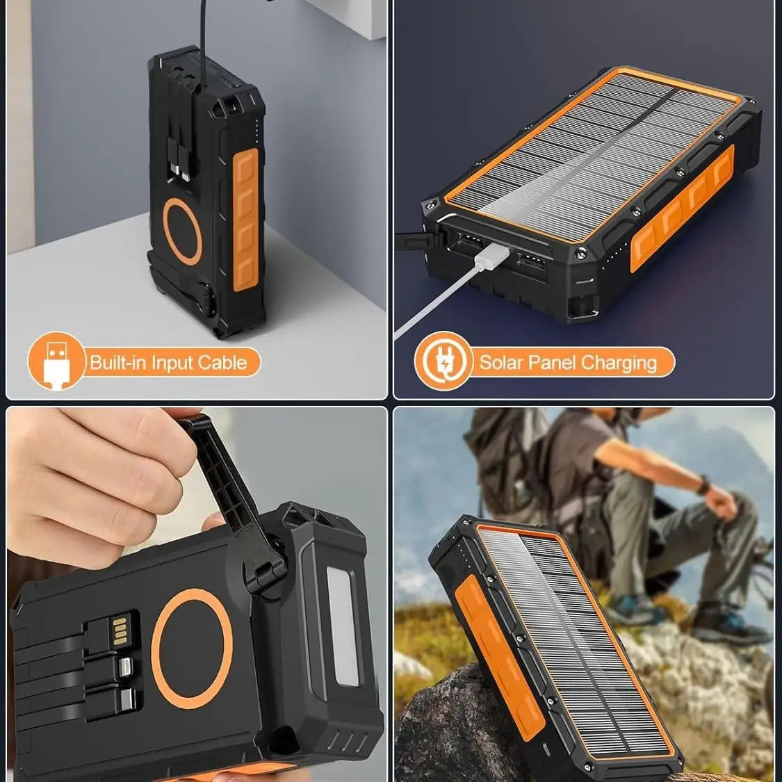 Portable Hand Crank Solar Power Bank 20000mAh