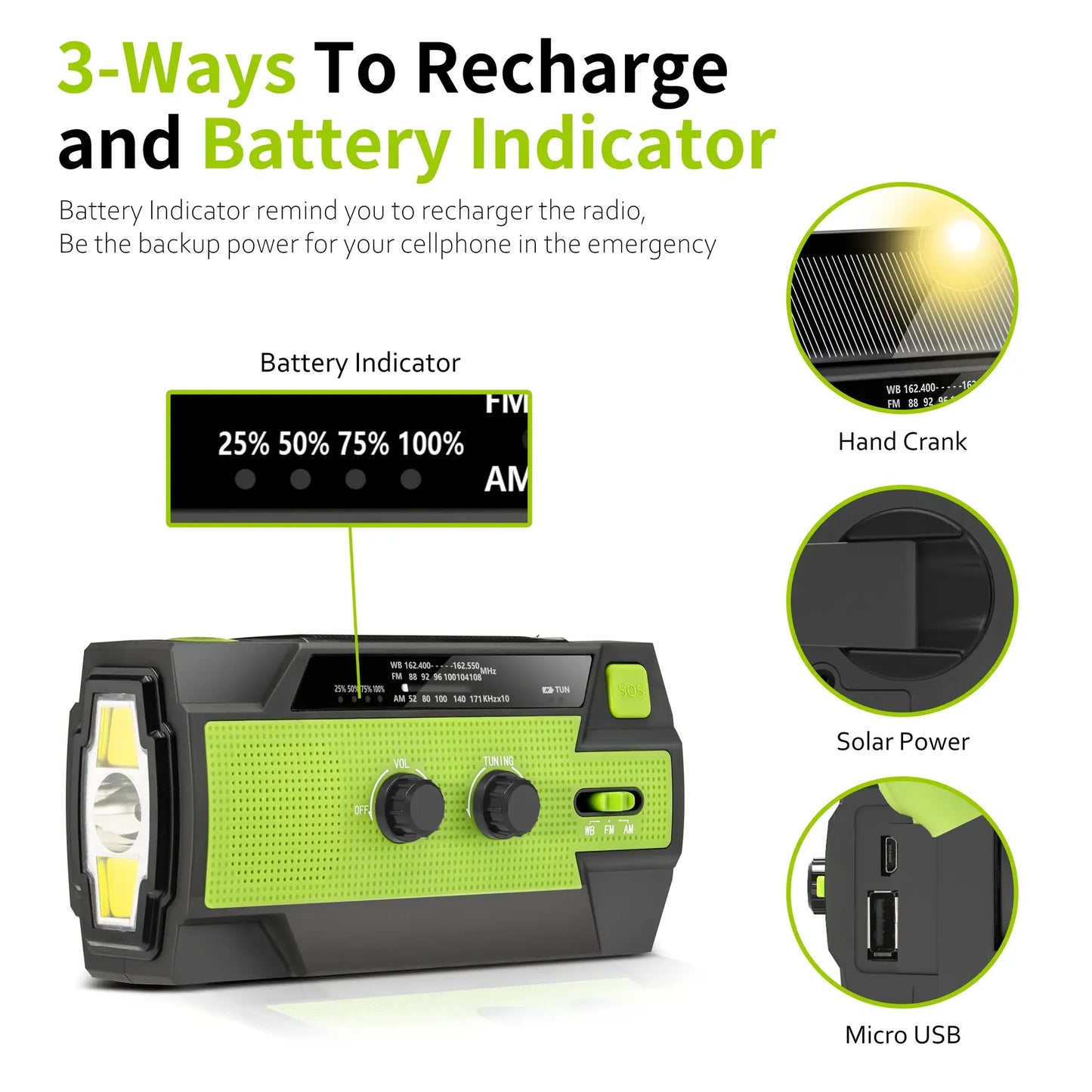 Solar Hand Crank Wind-Up Radio and Wind-Up Torch
