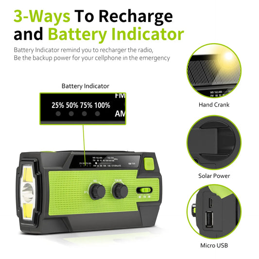Solar Hand Crank Wind-Up Radio and Wind-Up Torch