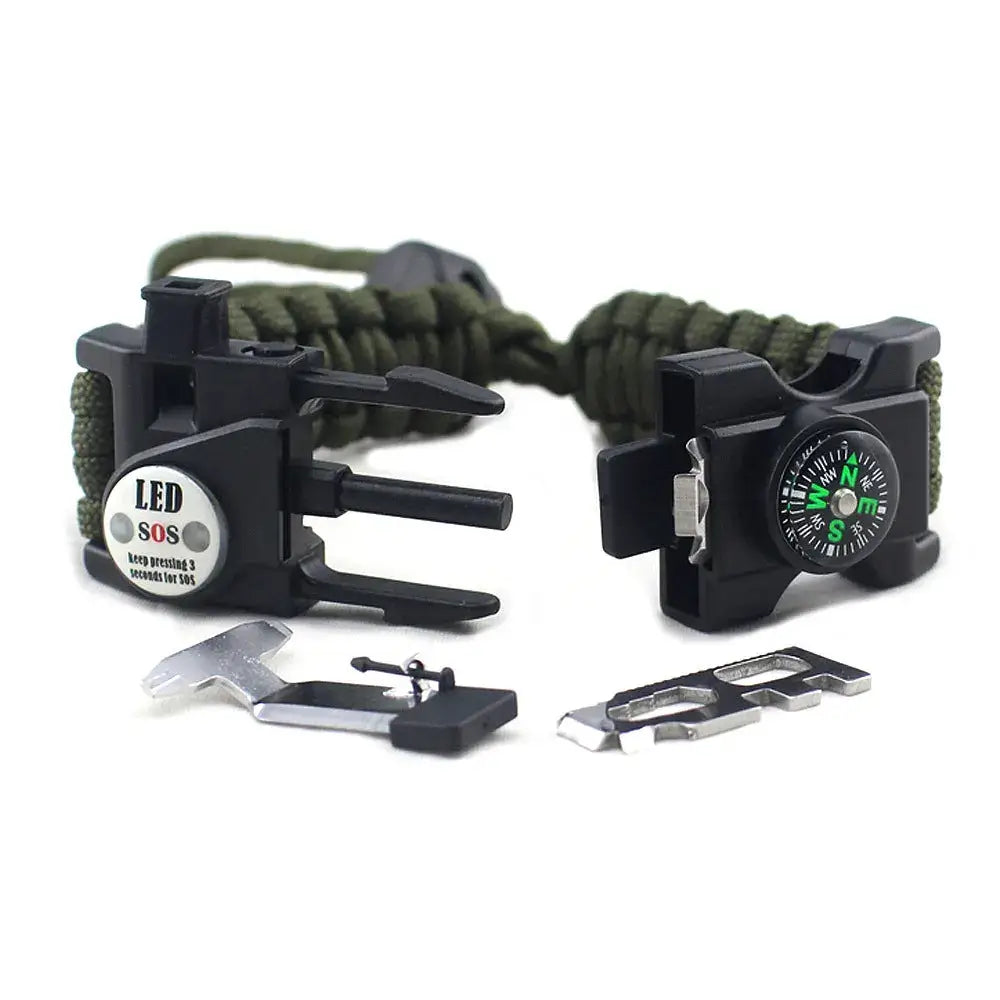 Adjustable Braided Parachute Cord Bracelet With Survival Kit