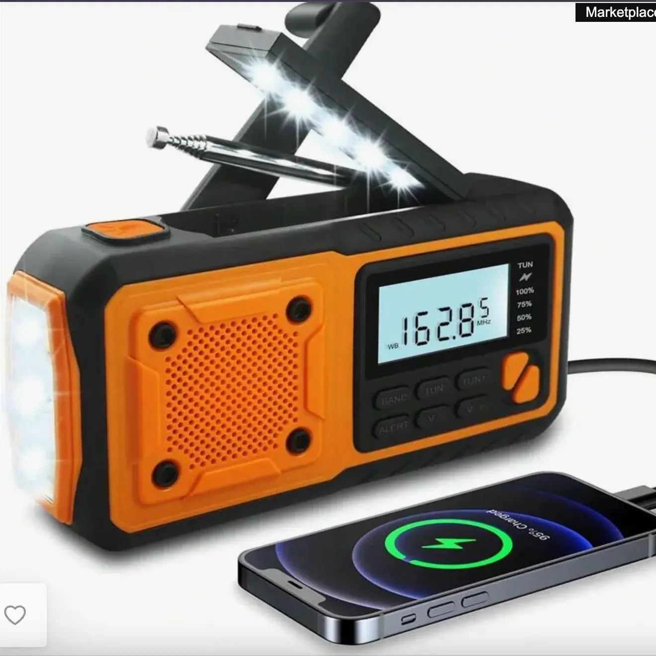 Solar Emergency Hand-Crank Radio Lamp Torch USB Power 4000mAh