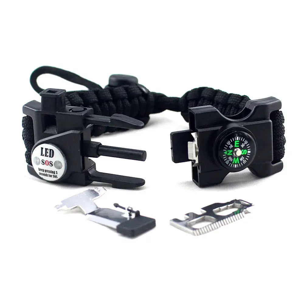 Adjustable Braided Parachute Cord Bracelet With Survival Kit