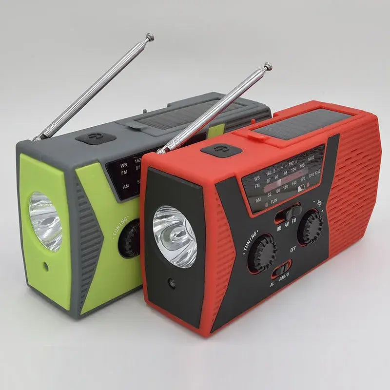 Wind Up Radio, Solar, Flashlight, Reading Lamp, USB Power - 5 in 1