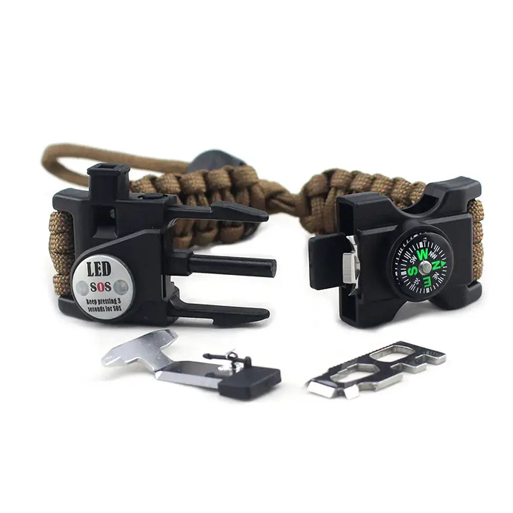 Adjustable Braided Parachute Cord Bracelet With Survival Kit