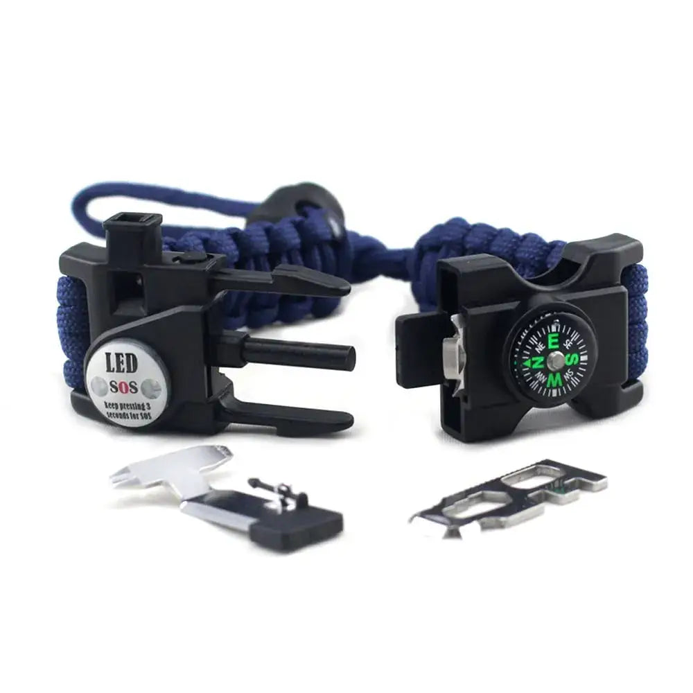 Adjustable Braided Parachute Cord Bracelet With Survival Kit